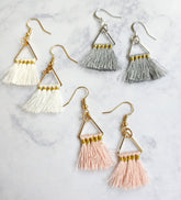 Simple Triangle Minimalist Dangle Short Tassel Earrings